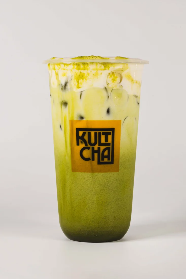 Matcha Milkfoam Latte at Kultcha, Cairns Central — Premium matcha, fresh milk and our signature milk foam, layered into a vibrant, 